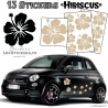 13 Stickers Hibiscus  - Deco auto voiture