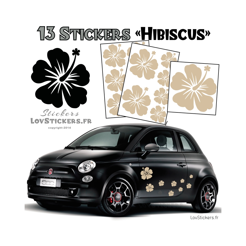 13 Stickers Hibiscus  - Deco auto voiture