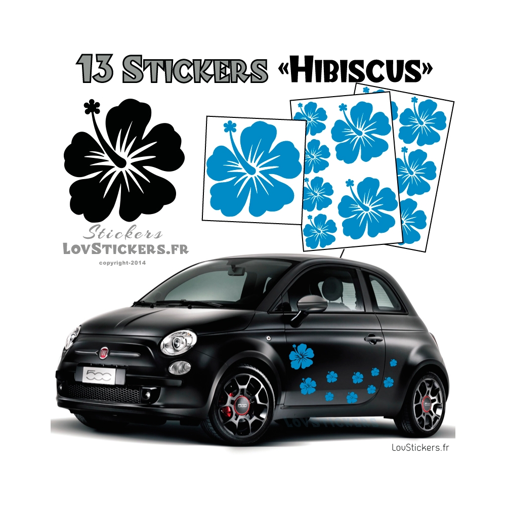 13 Stickers Hibiscus  - Deco auto voiture