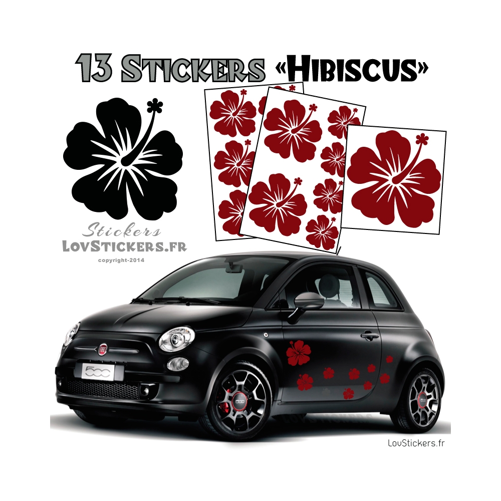 13 Stickers Hibiscus  - Deco auto voiture