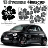 13 Stickers Hibiscus  - Deco auto voiture