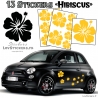 13 Stickers Hibiscus  - Deco auto voiture