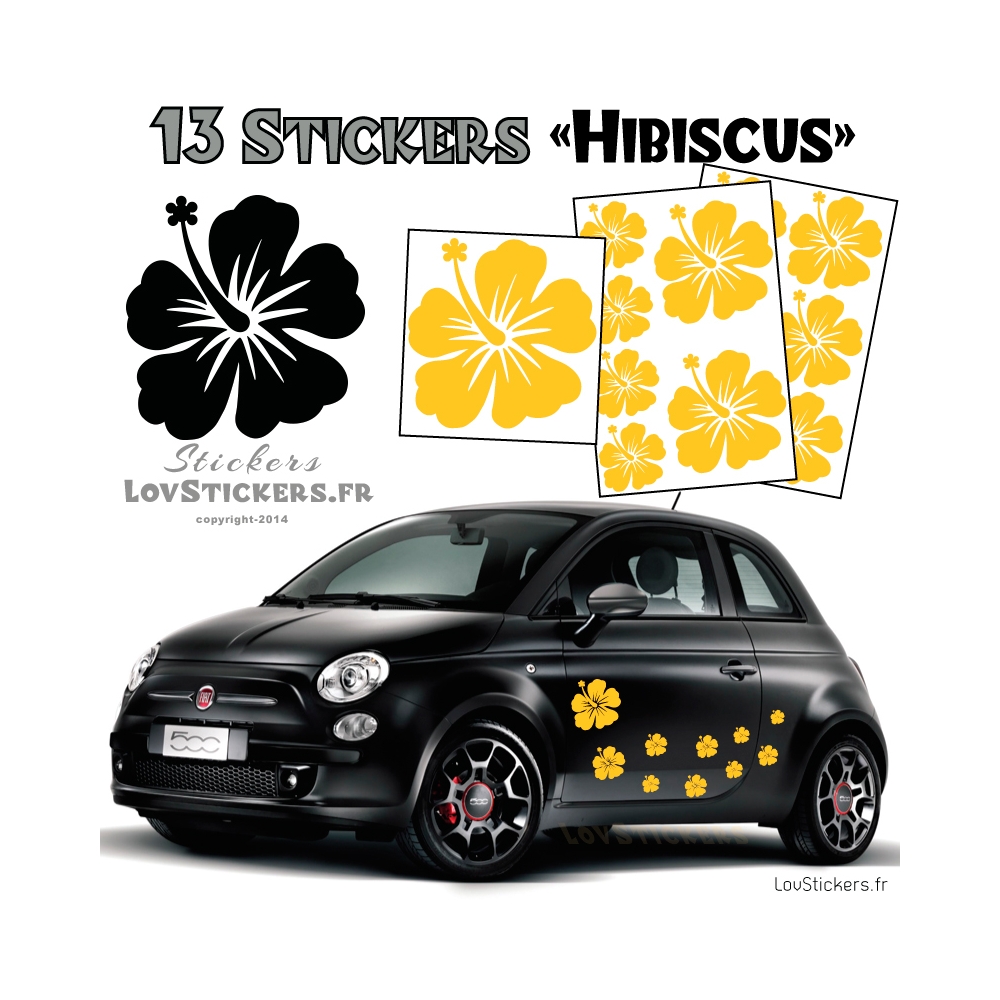 13 Stickers Hibiscus - Deco auto voiture 13 Stickers Hibiscus - Deco auto voiture