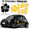 13 Stickers Hibiscus  - Deco auto voiture