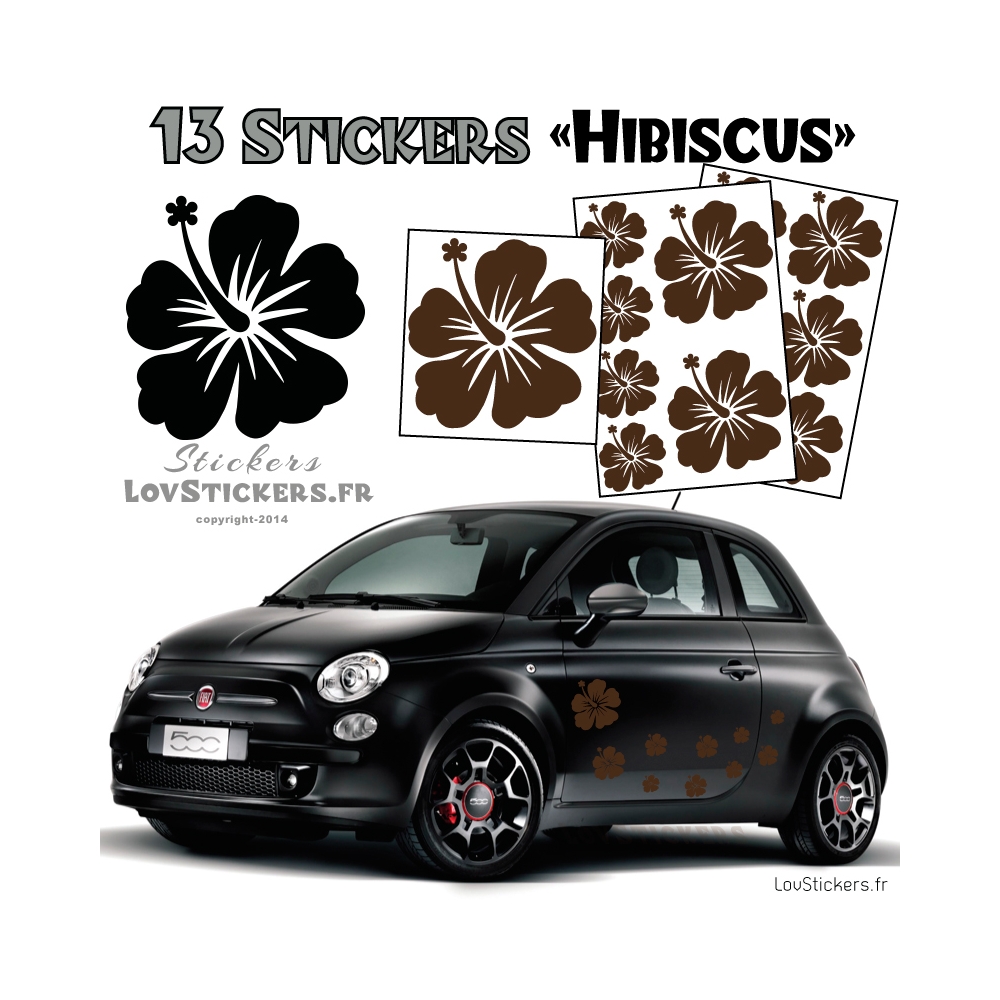 13 Stickers Hibiscus  - Deco auto voiture