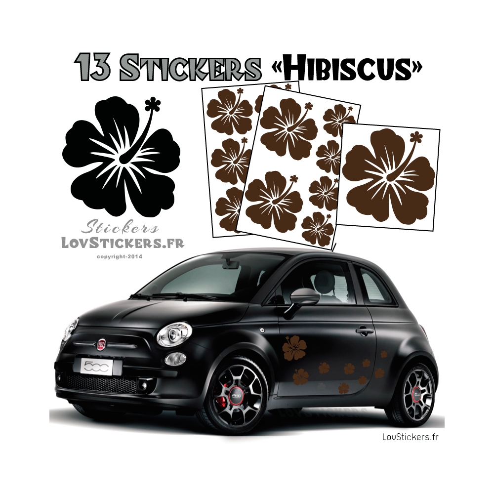 13 Stickers Hibiscus  - Deco auto voiture