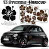 13 Stickers Hibiscus  - Deco auto voiture