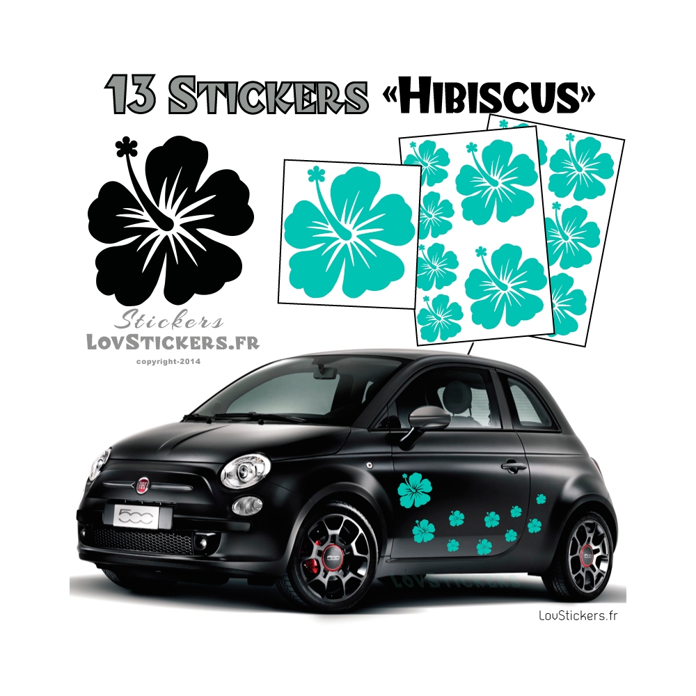 13 Stickers Hibiscus  - Deco auto voiture