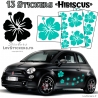 13 Stickers Hibiscus  - Deco auto voiture