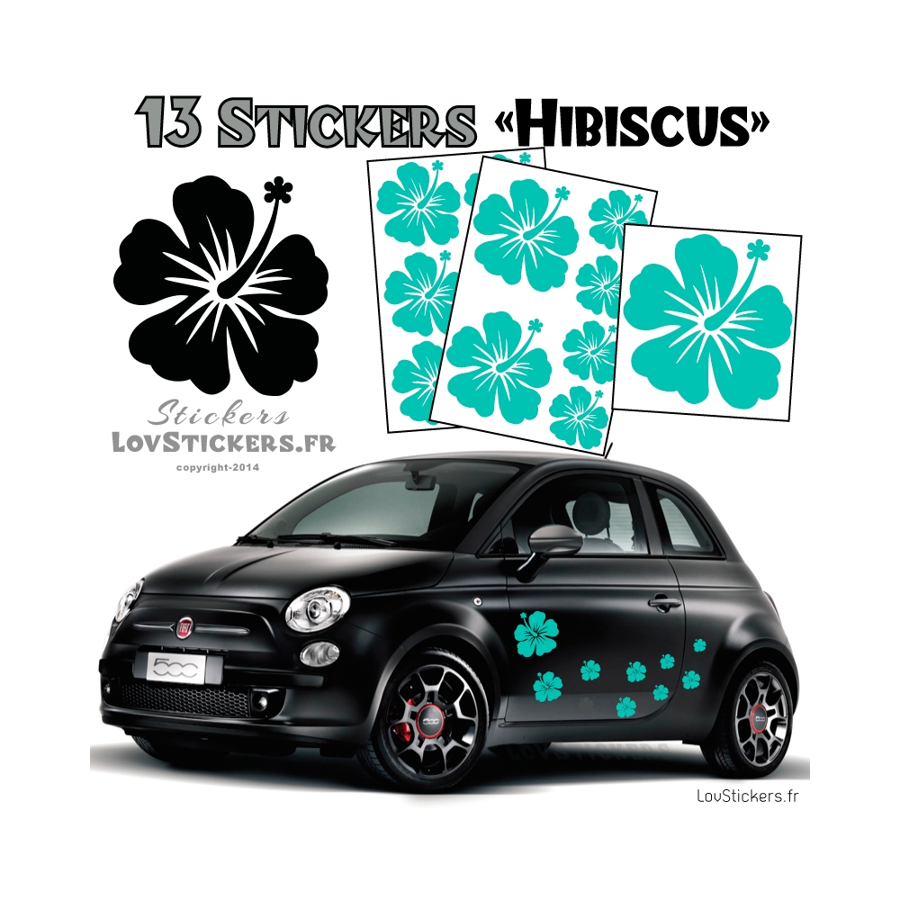 13 Stickers Hibiscus  - Deco auto voiture