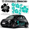 13 Stickers Hibiscus  - Deco auto voiture