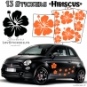 13 Stickers Hibiscus  - Deco auto voiture