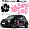 13 Stickers Hibiscus  - Deco auto voiture