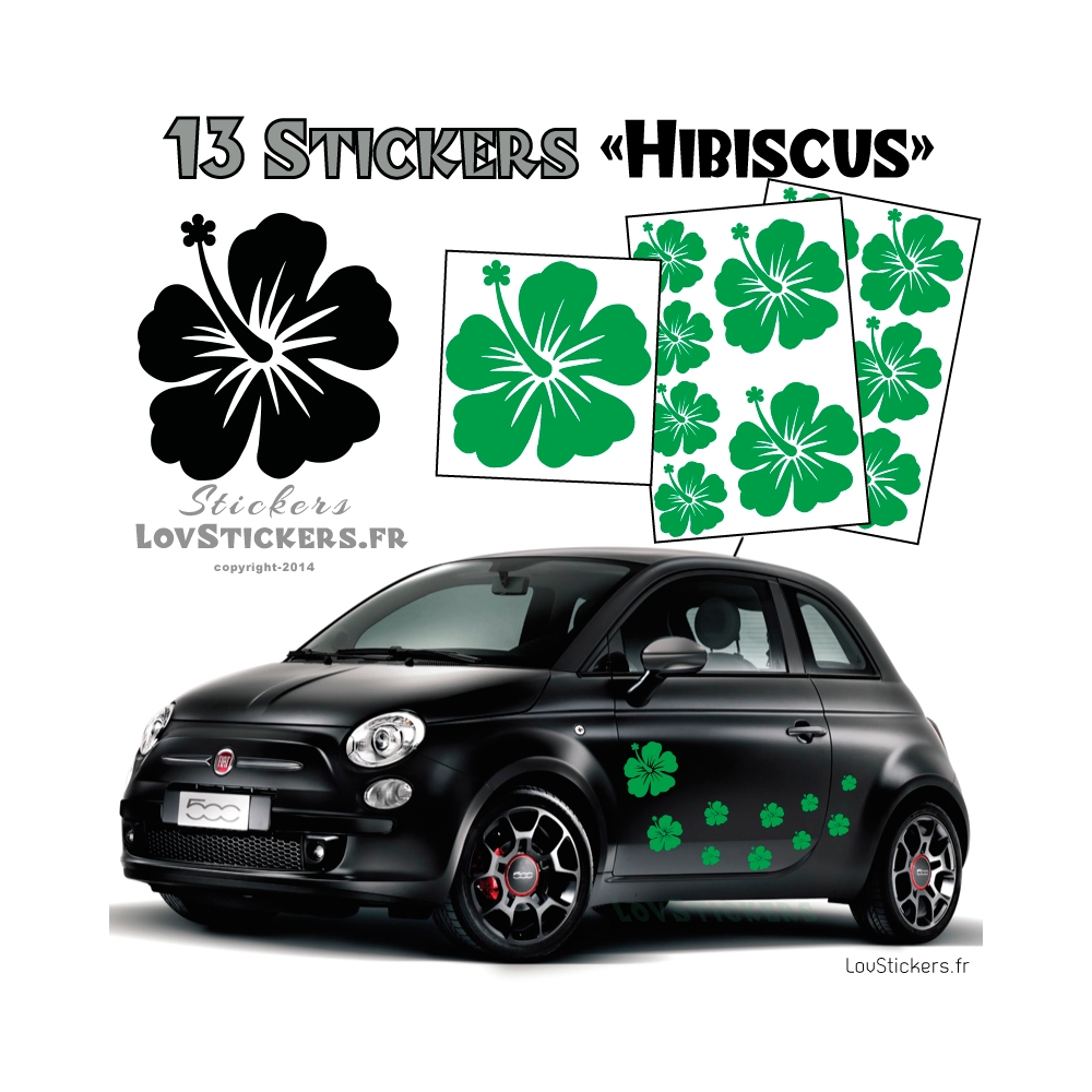 13 Stickers Hibiscus - Deco auto voiture 13 Stickers Hibiscus - Deco auto voiture