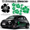 13 Stickers Hibiscus  - Deco auto voiture