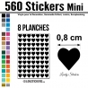 560 Stickers Coeur 0,8cm - Décoration Gommette Loisirs - Vinyle Repositionnable