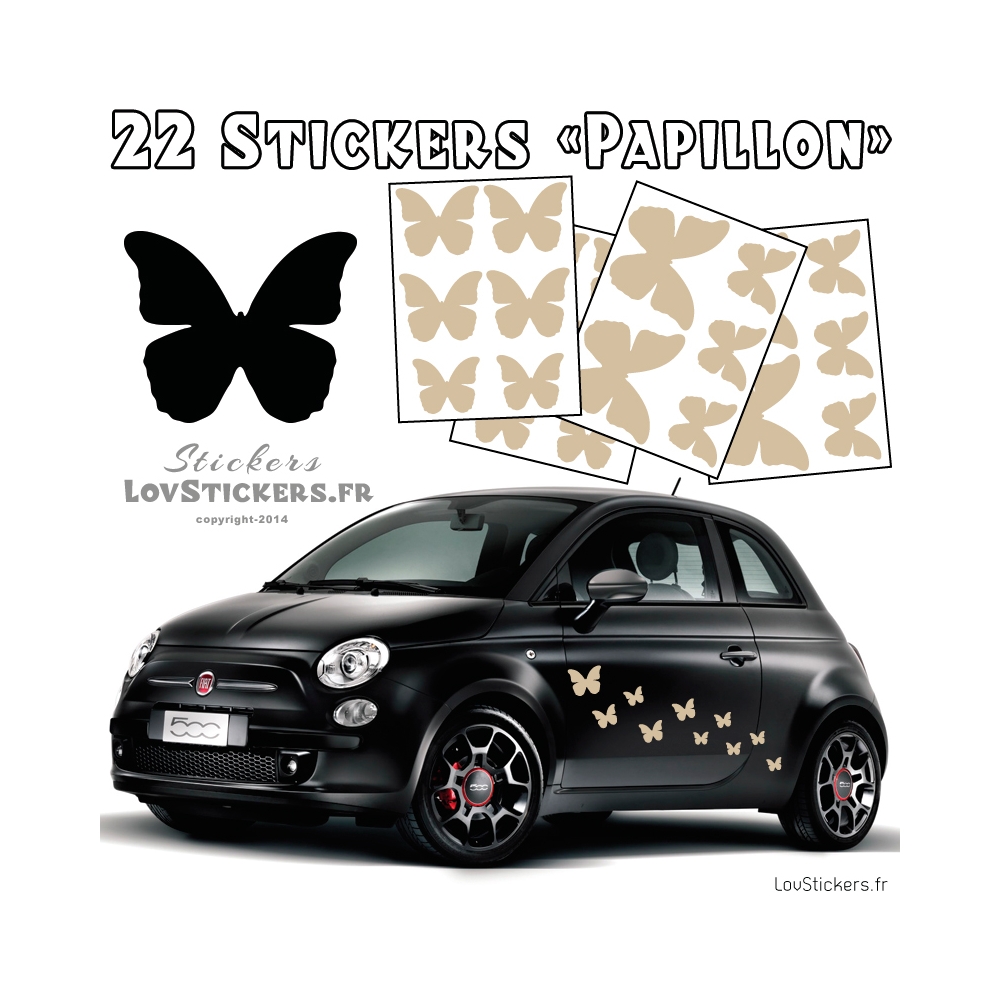 22 Stickers Papillons Mixte - No1 - Deco auto voiture papillons