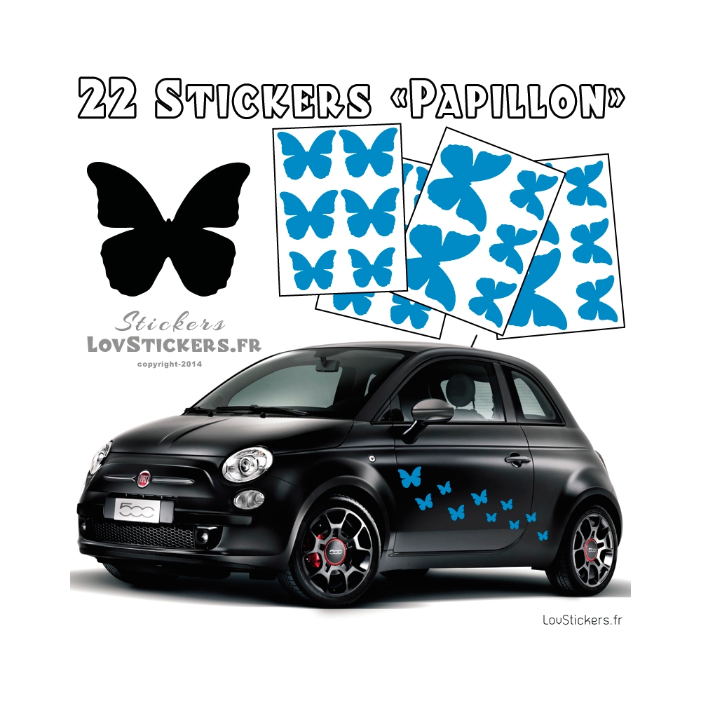 22 Stickers Papillons Mixte - No1 - Deco auto voiture papillons