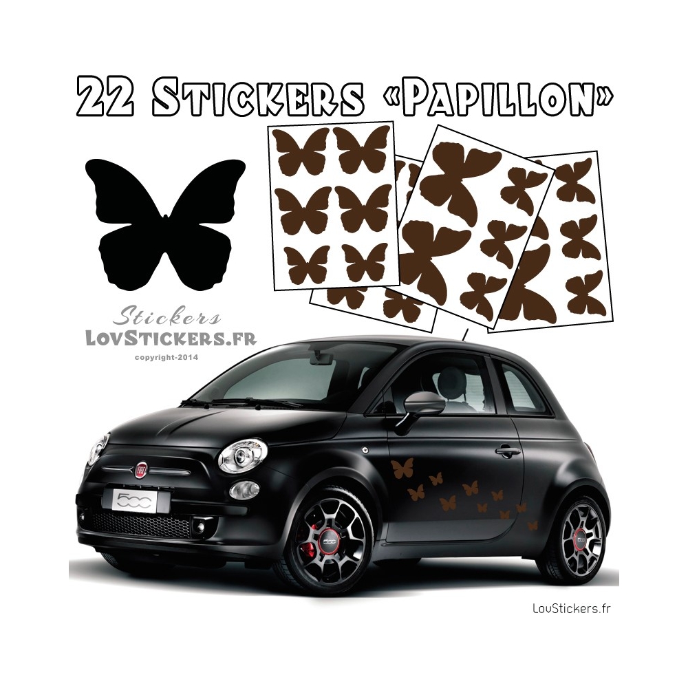 22 Stickers Papillons Mixte - No1 - Deco auto voiture papillons