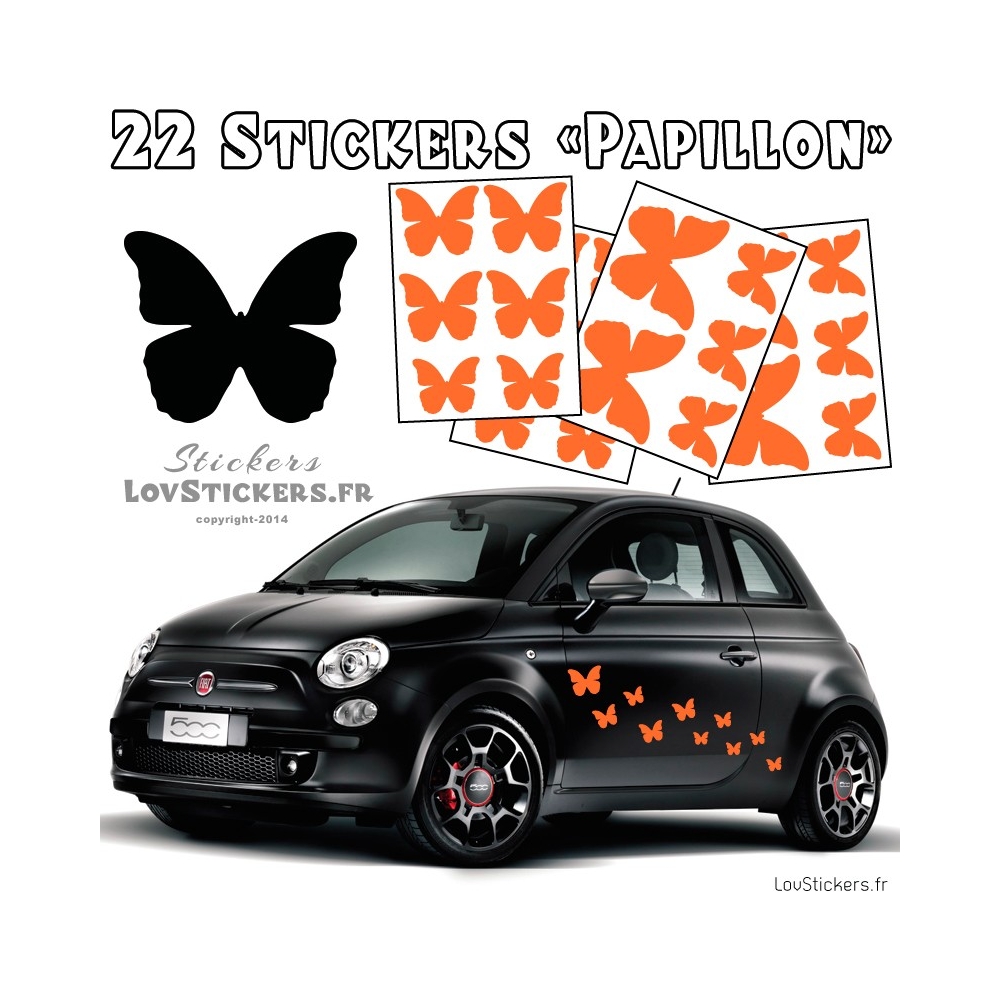 22 Stickers Papillons Mixte - No1 - Deco auto voiture papillons