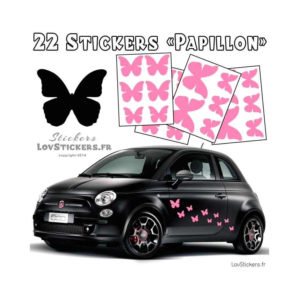 22 Stickers Papillons Mixte - No1 - Deco auto voiture papillons
