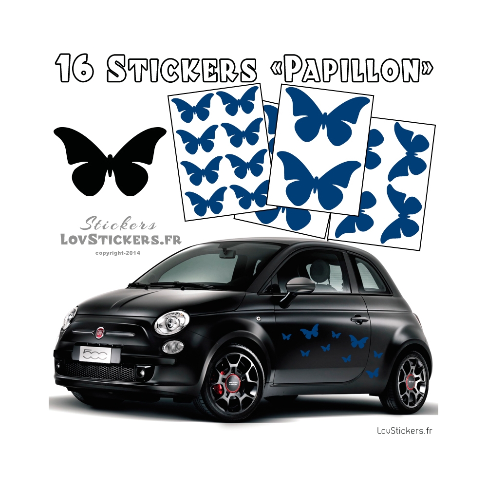 16 Stickers Papillons Mixte - Deco auto voiture papillons