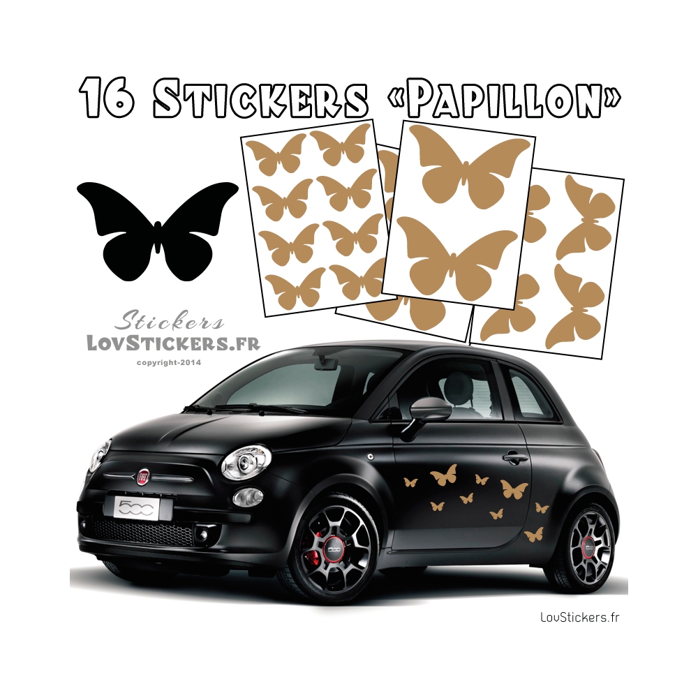 16 Stickers Papillons Mixte - Deco auto voiture papillons