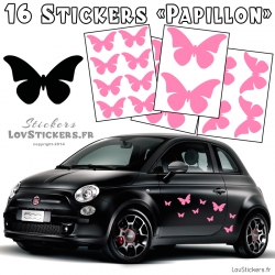 16 Stickers Papillons Mixte - Deco auto voiture papillons