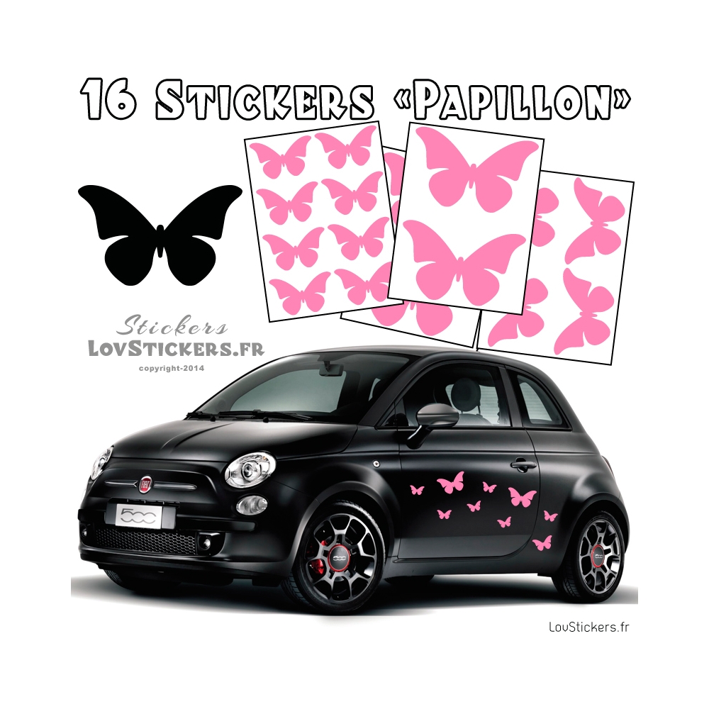 16 Stickers Papillons Mixte - Deco auto voiture papillons