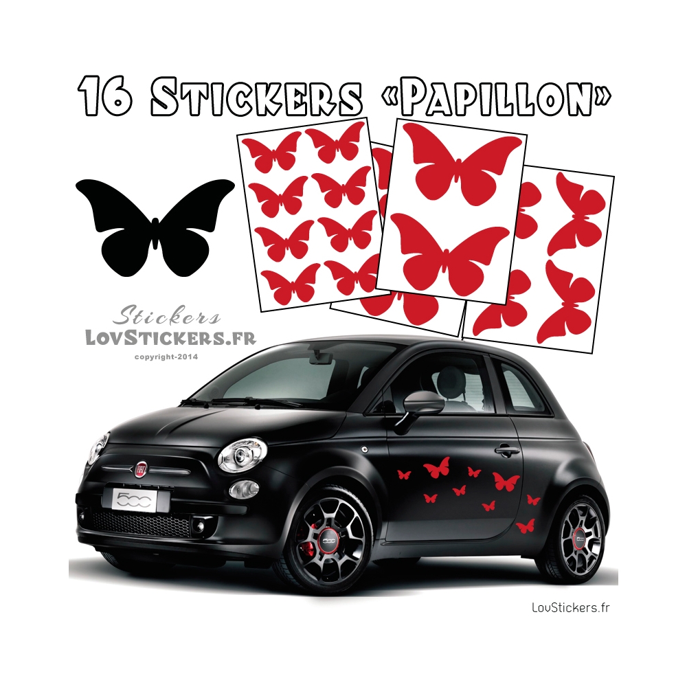 16 Stickers Papillons Mixte - Deco auto voiture papillons