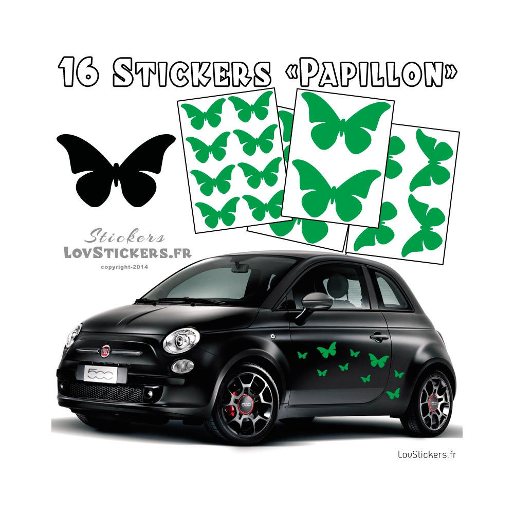 16 Stickers Papillons Mixte - Deco auto voiture papillons