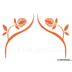 2 Stickers Fleur Tribal 30 cm - Deco auto voiture