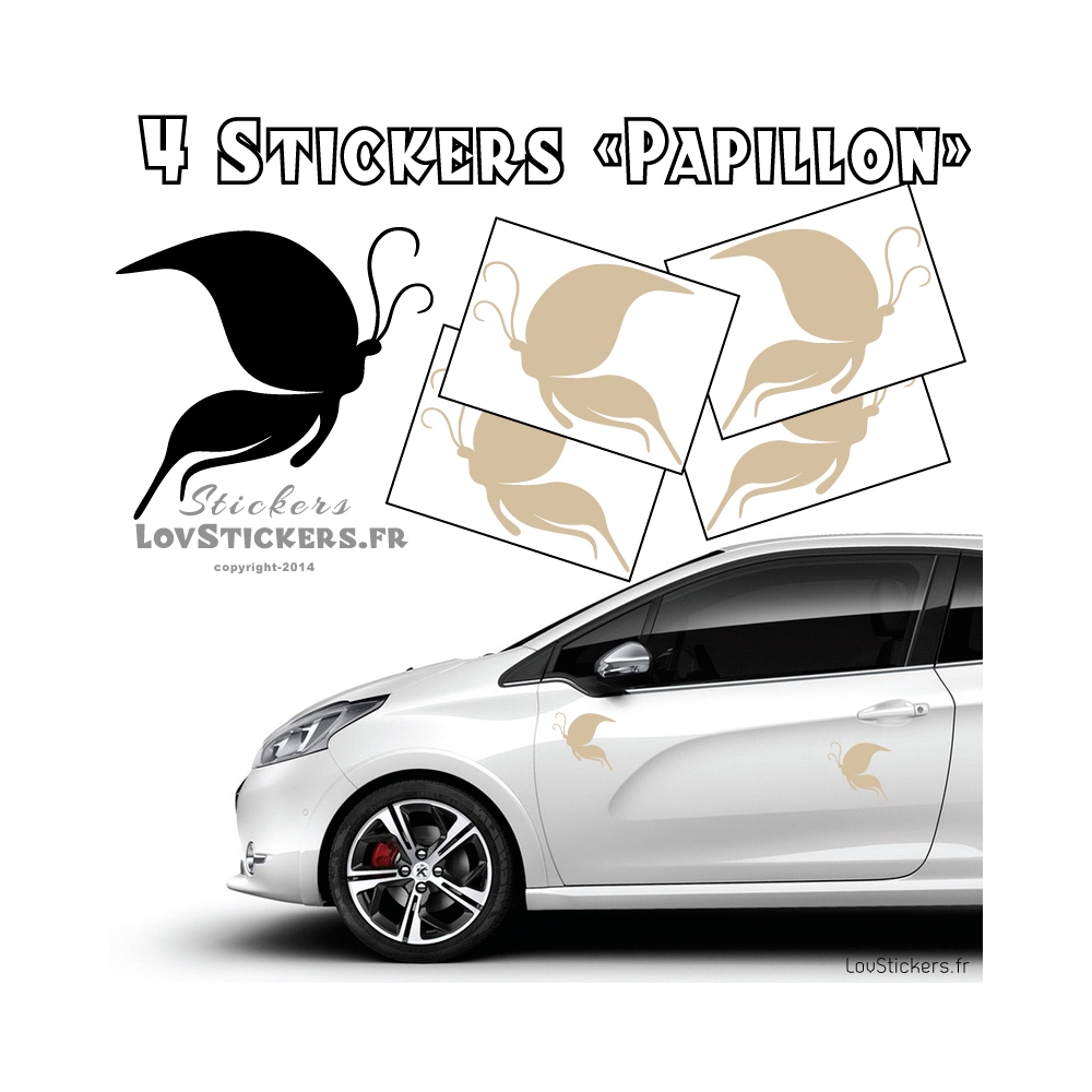 4 Stickers Papillons Mixte - Deco auto voiture papillons