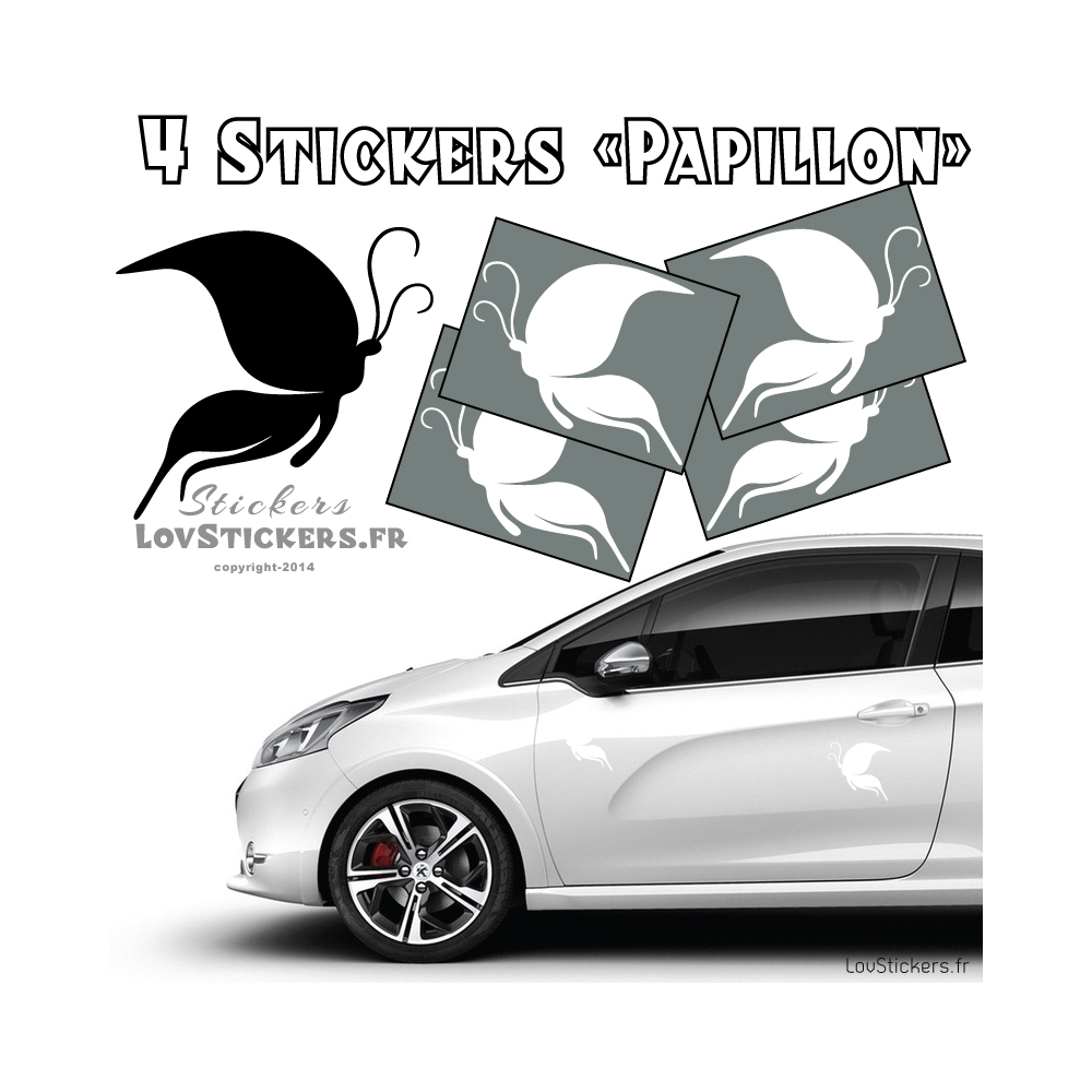 4 Stickers Papillons Mixte - Deco auto voiture papillons