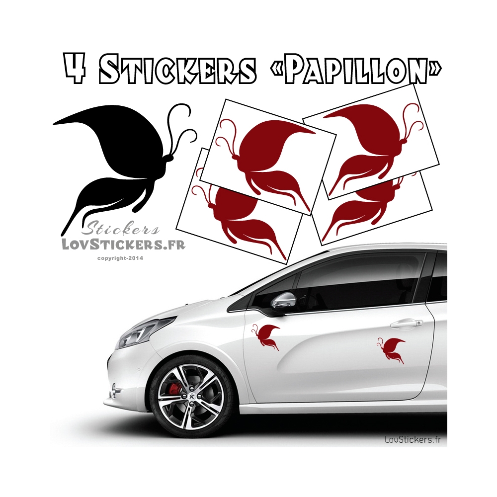 4 Stickers Papillons Mixte - Deco auto voiture papillons