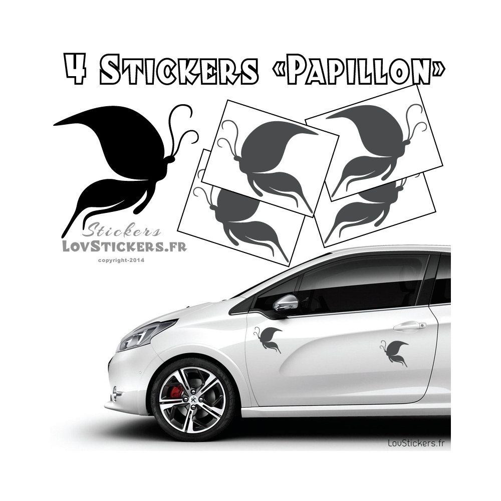 4 Stickers Papillons Mixte - Deco auto voiture papillons