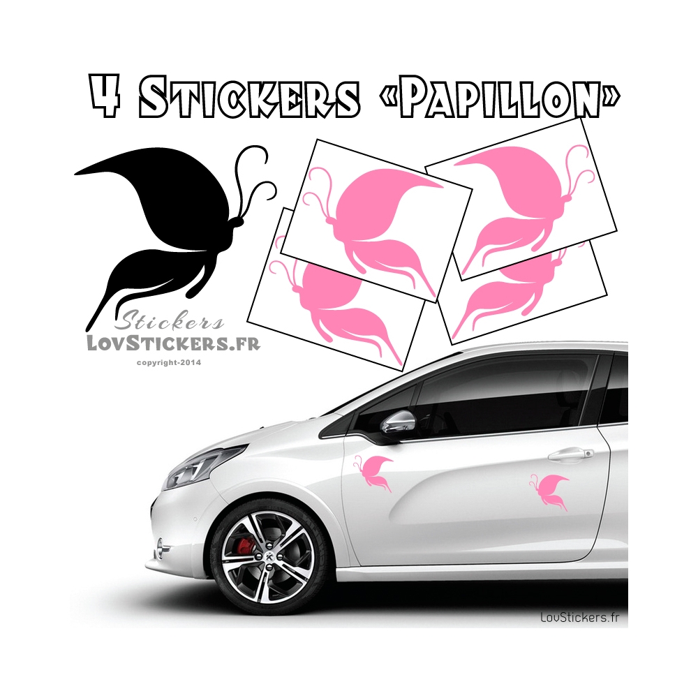 4 Stickers Papillons Mixte - Deco auto voiture papillons