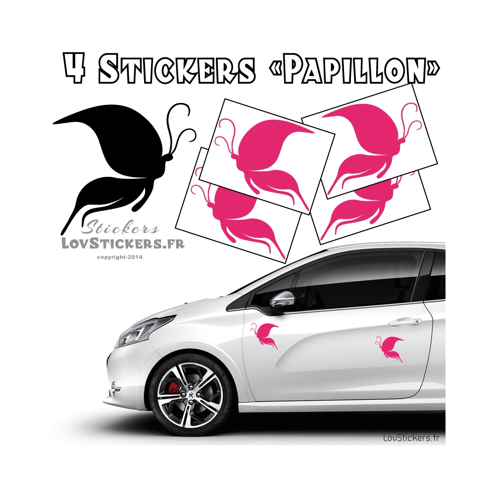 4 Stickers Papillons Mixte - Deco auto voiture papillons