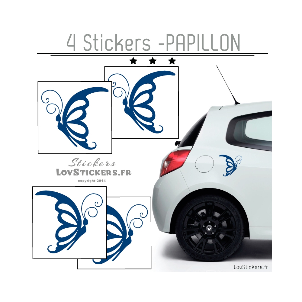 4 Stickers Papillons Mixte - Deco auto voiture papillons