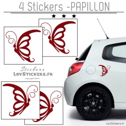 4 Stickers Papillons Mixte - Deco auto voiture papillons