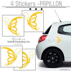 4 Stickers Papillons Mixte - Deco auto voiture papillons