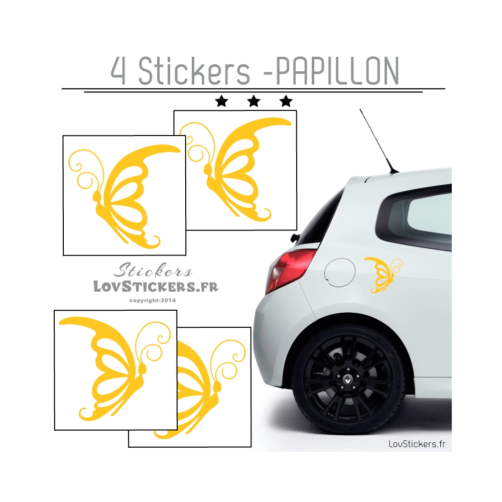 4 Stickers Papillons Mixte - Deco auto voiture papillons