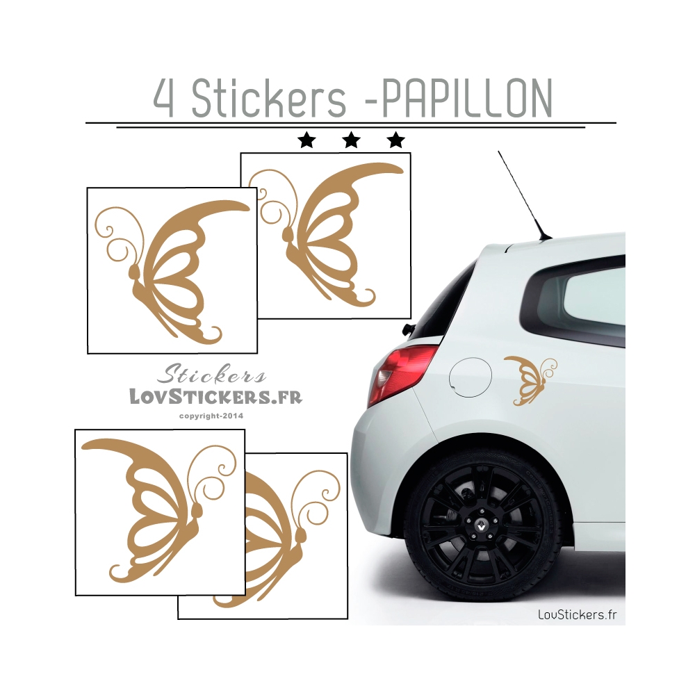 4 Stickers Papillons Mixte - Deco auto voiture papillons