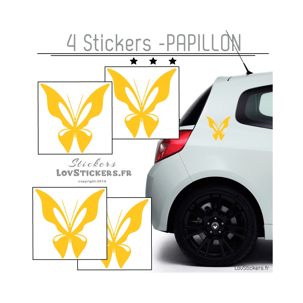 4 Stickers Papillons Mixte - Deco auto voiture papillons