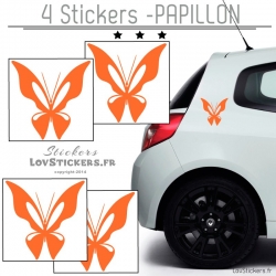 4 Stickers Papillons Mixte - Deco auto voiture papillons