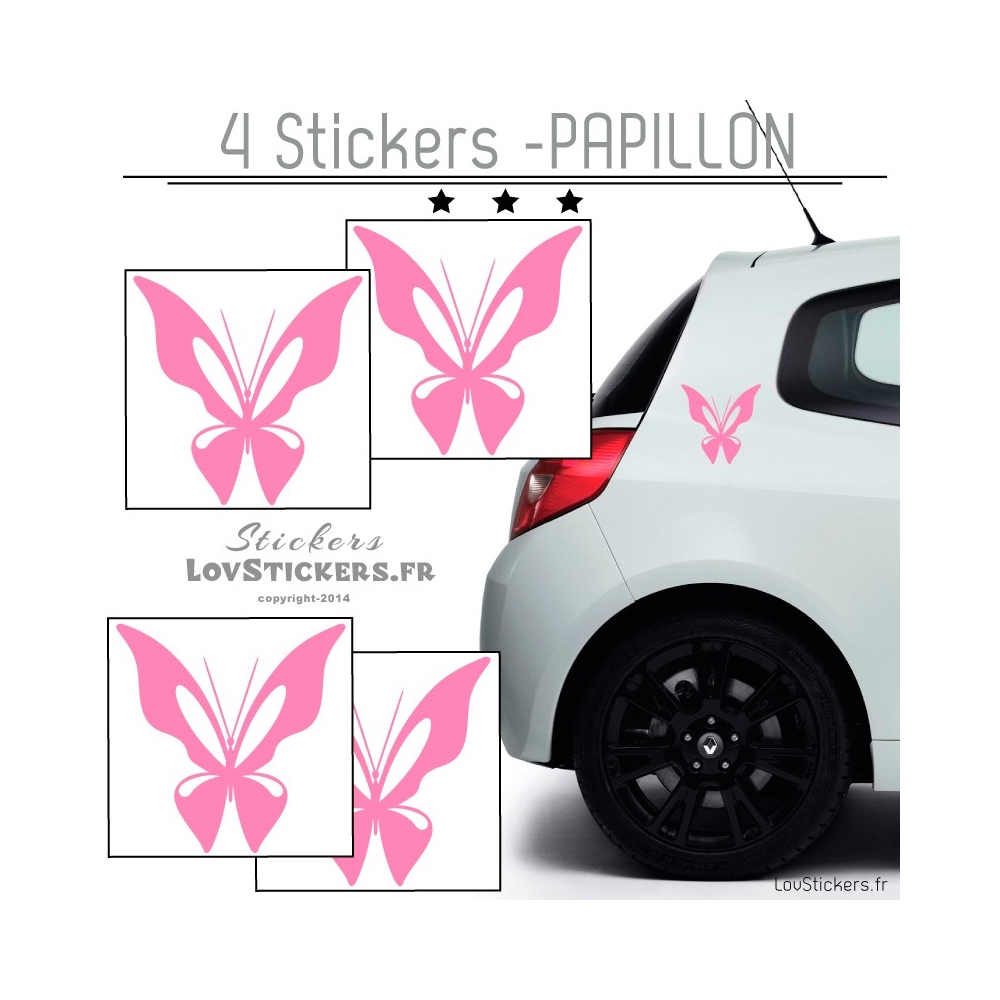 4 Stickers Papillons Mixte - Deco auto voiture papillons