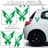 4 Stickers Papillons Mixte - Deco auto voiture papillons