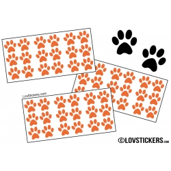 Lot de 54 Stickers Empreintes de Chat couleur orange