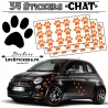 Lot de 54 Stickers Empreintes de Chat couleur orange 02