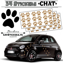 Lot de 54 Stickers Empreintes de Chat couleur marron clair